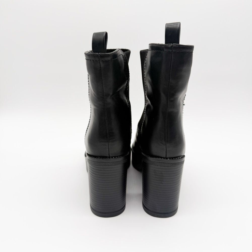 Yoki Yale Chunky Chelsea Platform Ankle Boots Block Heel Pull On Black 7.5 NEW - Picture 8 of 15